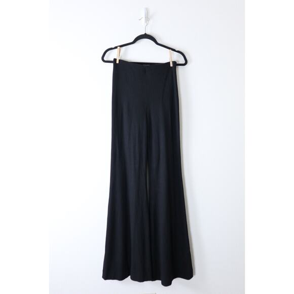 Rosetta Getty Size S Jersey Wide Flare Leg Pants Pull On Black Stretch - Picture 2 of 11